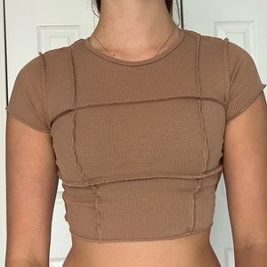 Mixed Threads Beige/Tan/Light Brown Patchwork Crop Top - S